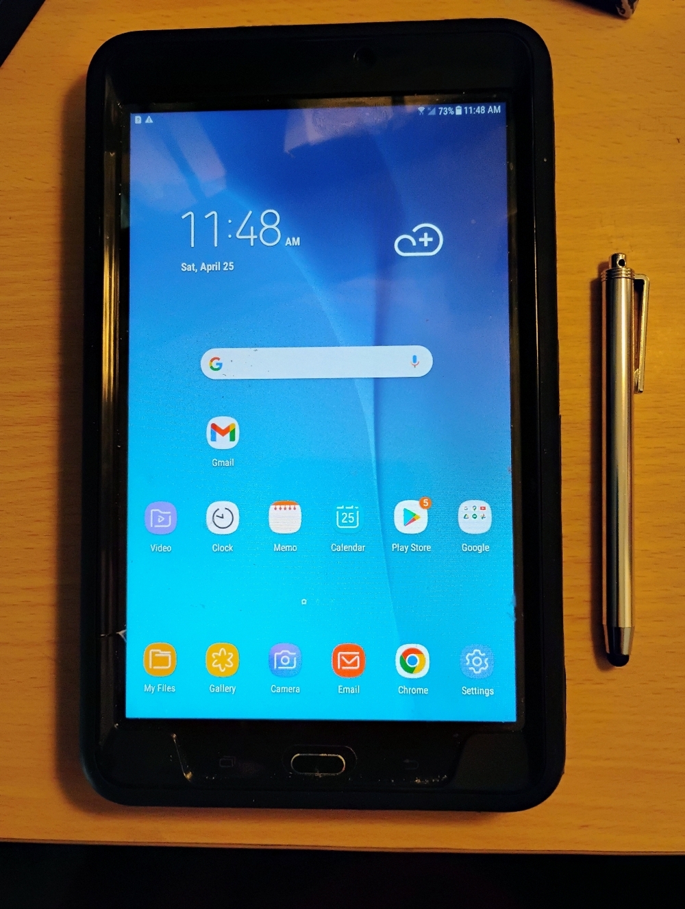 Samsung Tablet in Black with Blue Display